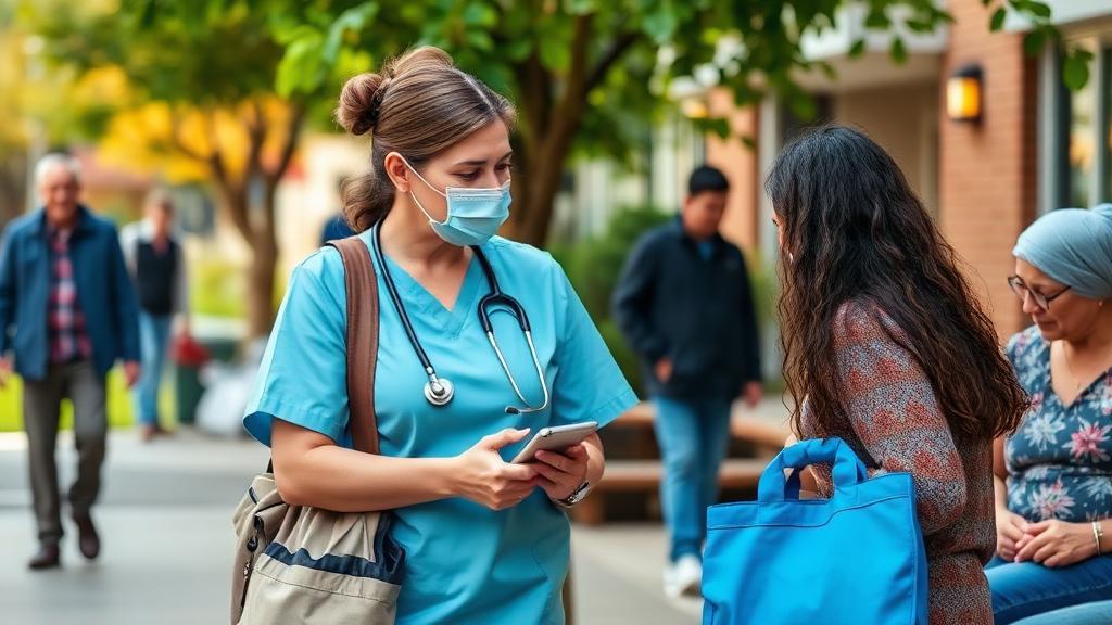 District nurse using ProtectSmartly safety app during home visits