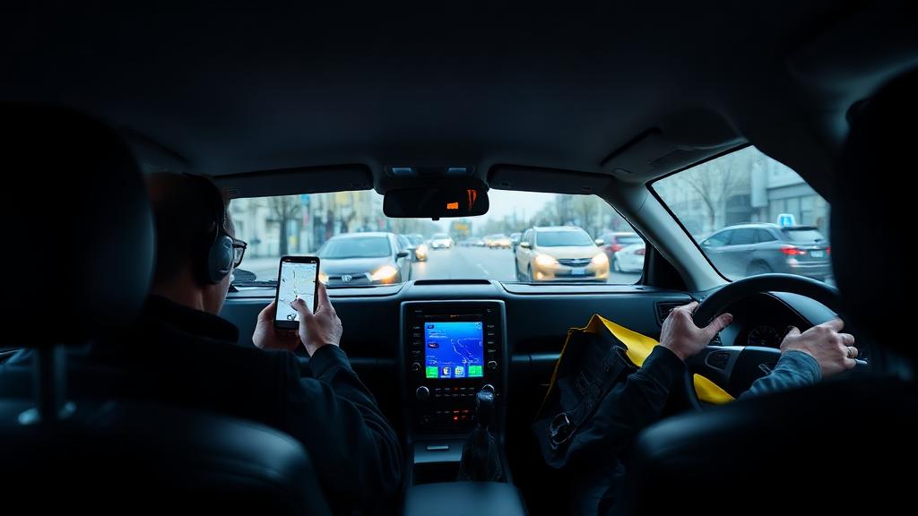 Taxi driver using ProtectSmartly safety app for protection